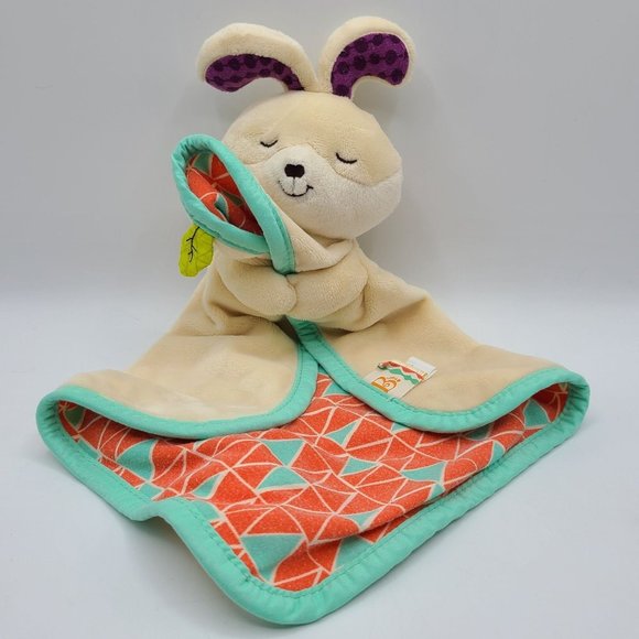 B Cuddly Baby Security Blanket Lovey Sleepy Bunny Rabbit Crinkle Leaf - Picture 1 of 5